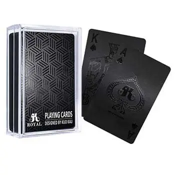 Twin Deck Set 100% Plastic Black & White King Design Poker Playing Cards