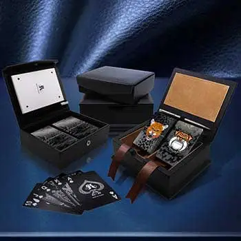 Leather organizer set with black playing cards The most luxurious gift set for card player