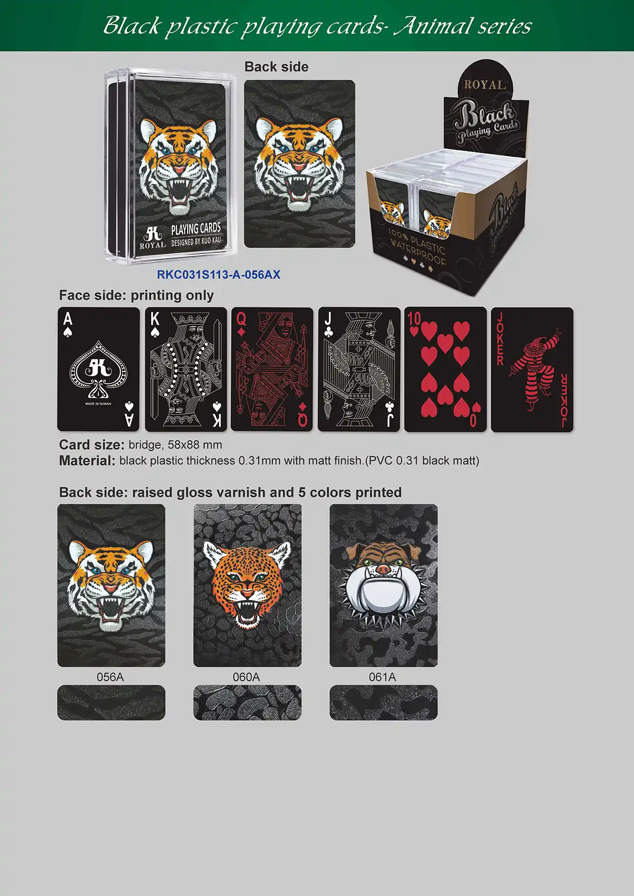 Carte da gioco nere - Serie Animal (con vernice lucida in rilievo)