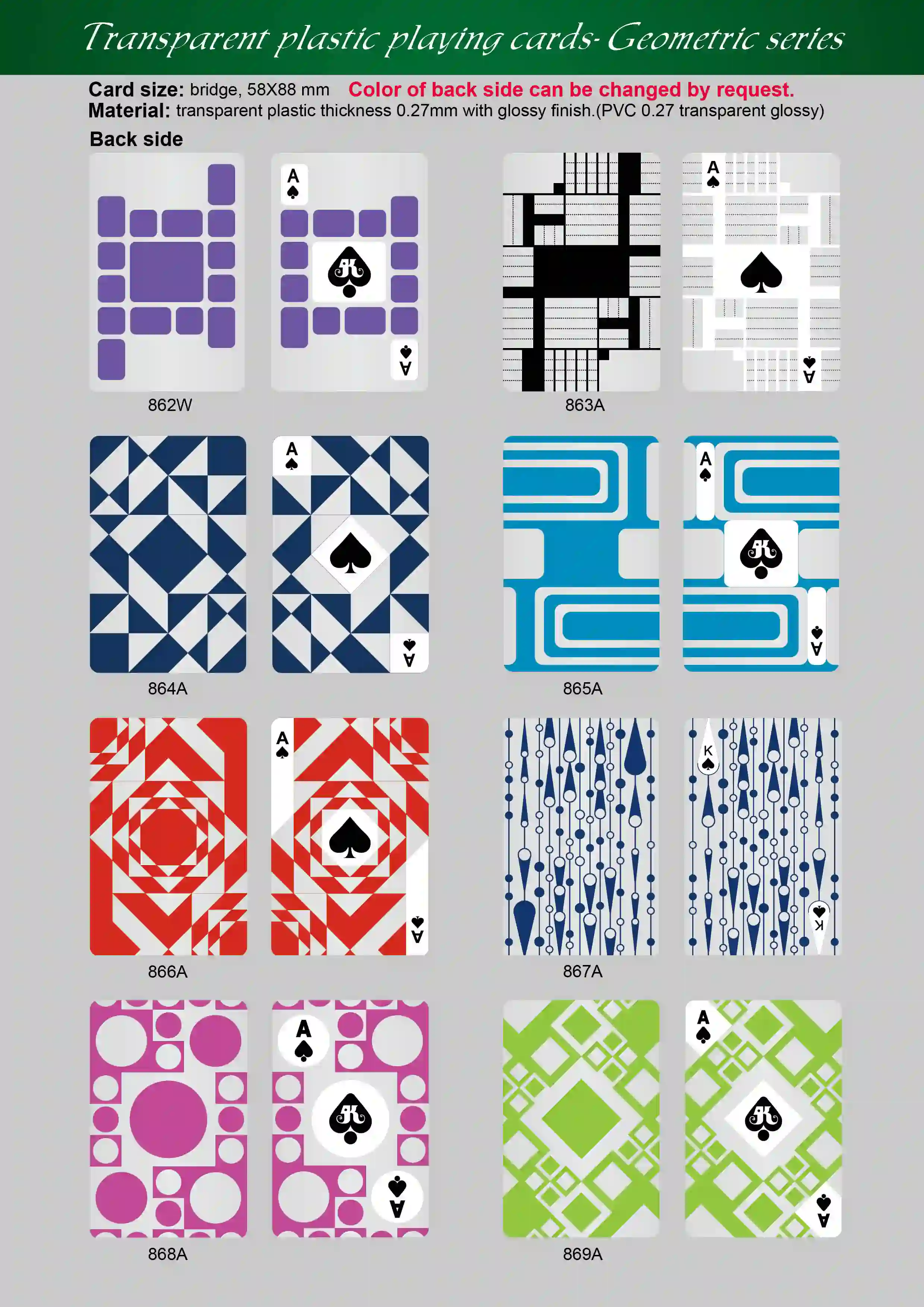 Şeffaf Oyun Kartları - Geometrik Seri (Daire ve Çizgi)