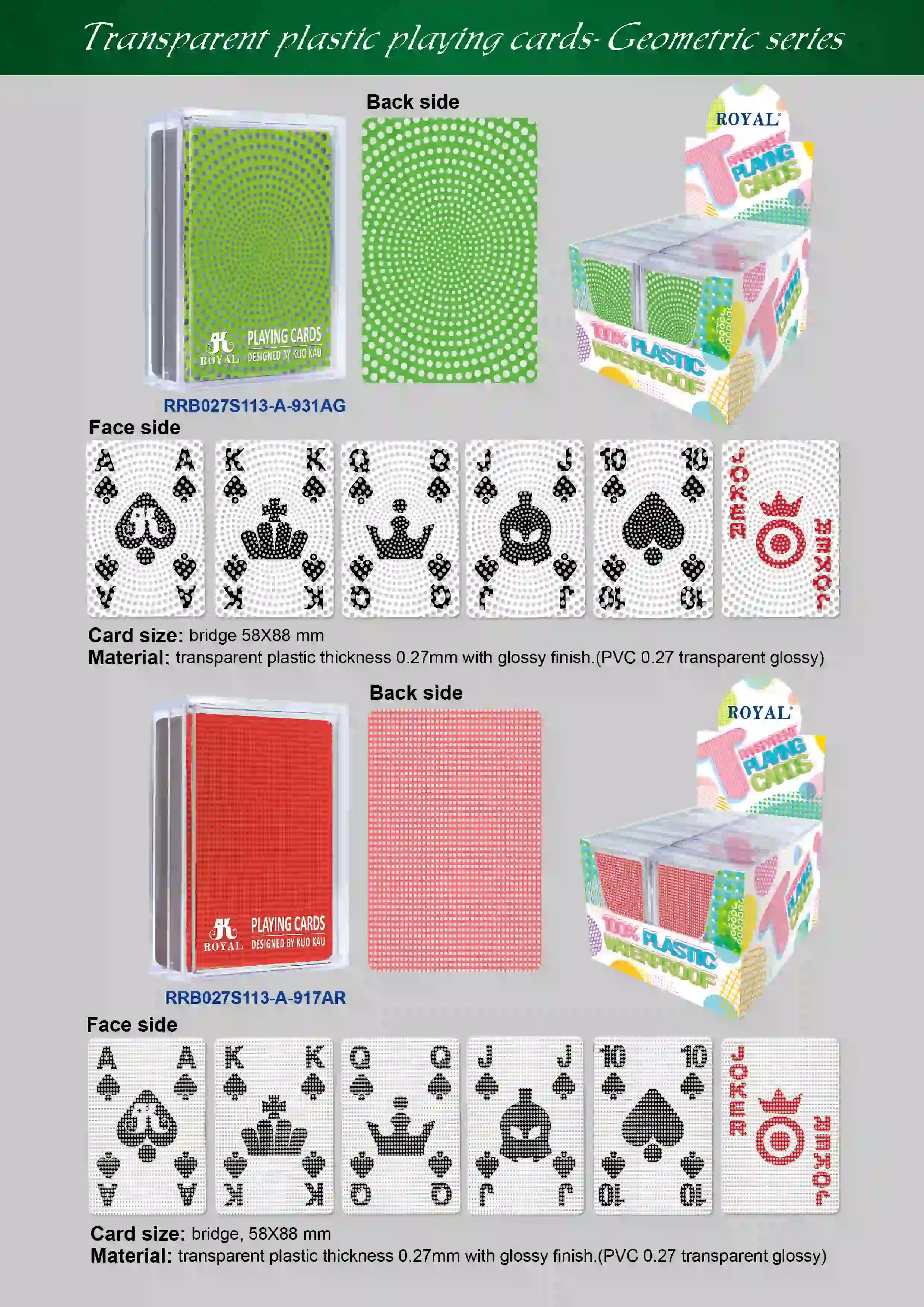 Cartes à jouer transparentes - Série géométrique (à pois)