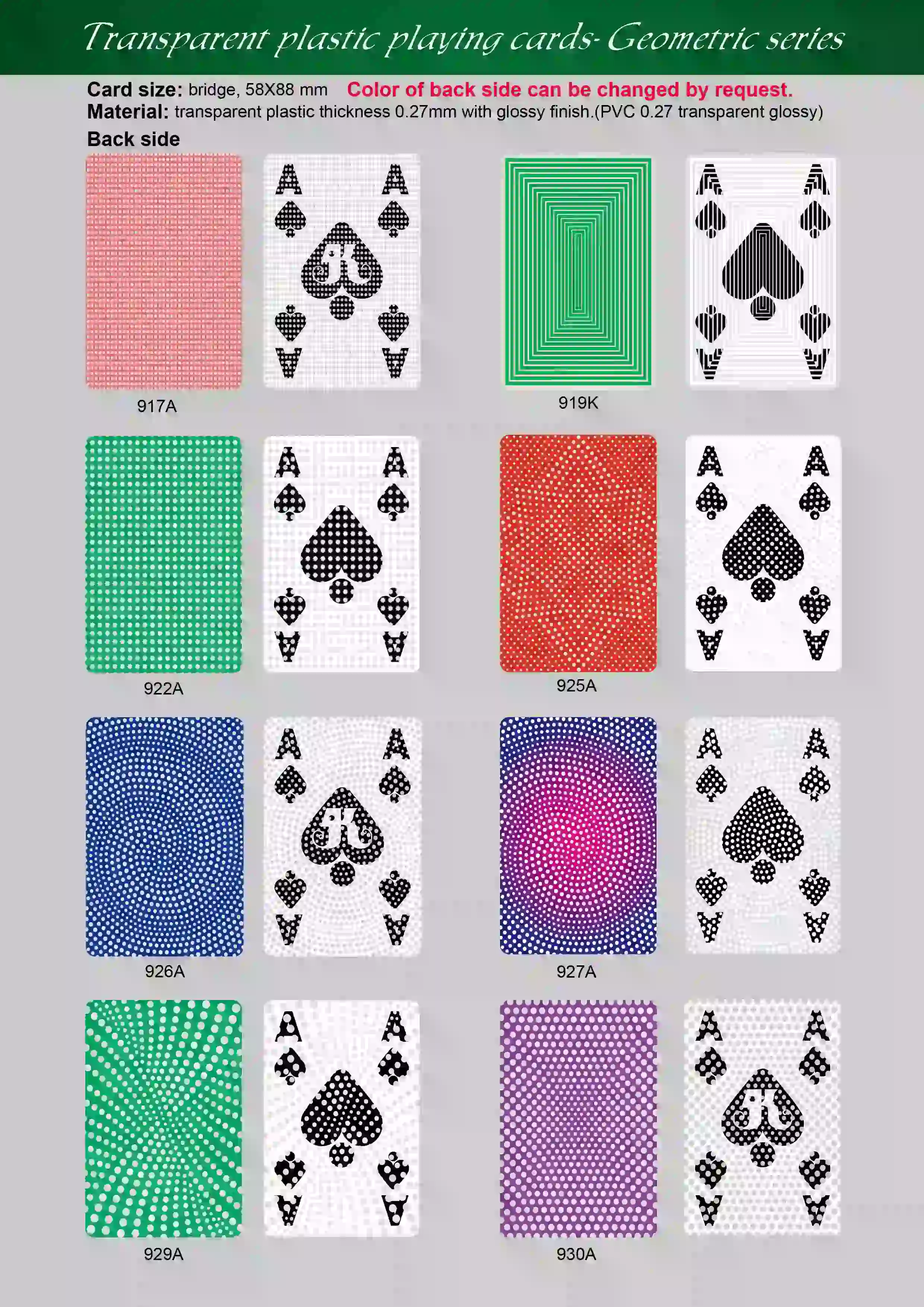 Şeffaf Oyun Kartları - Geometrik Seri (Polka Noktalı)