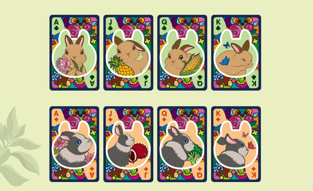 Forest Rabbit Stained Glass Transparent Playing Cards