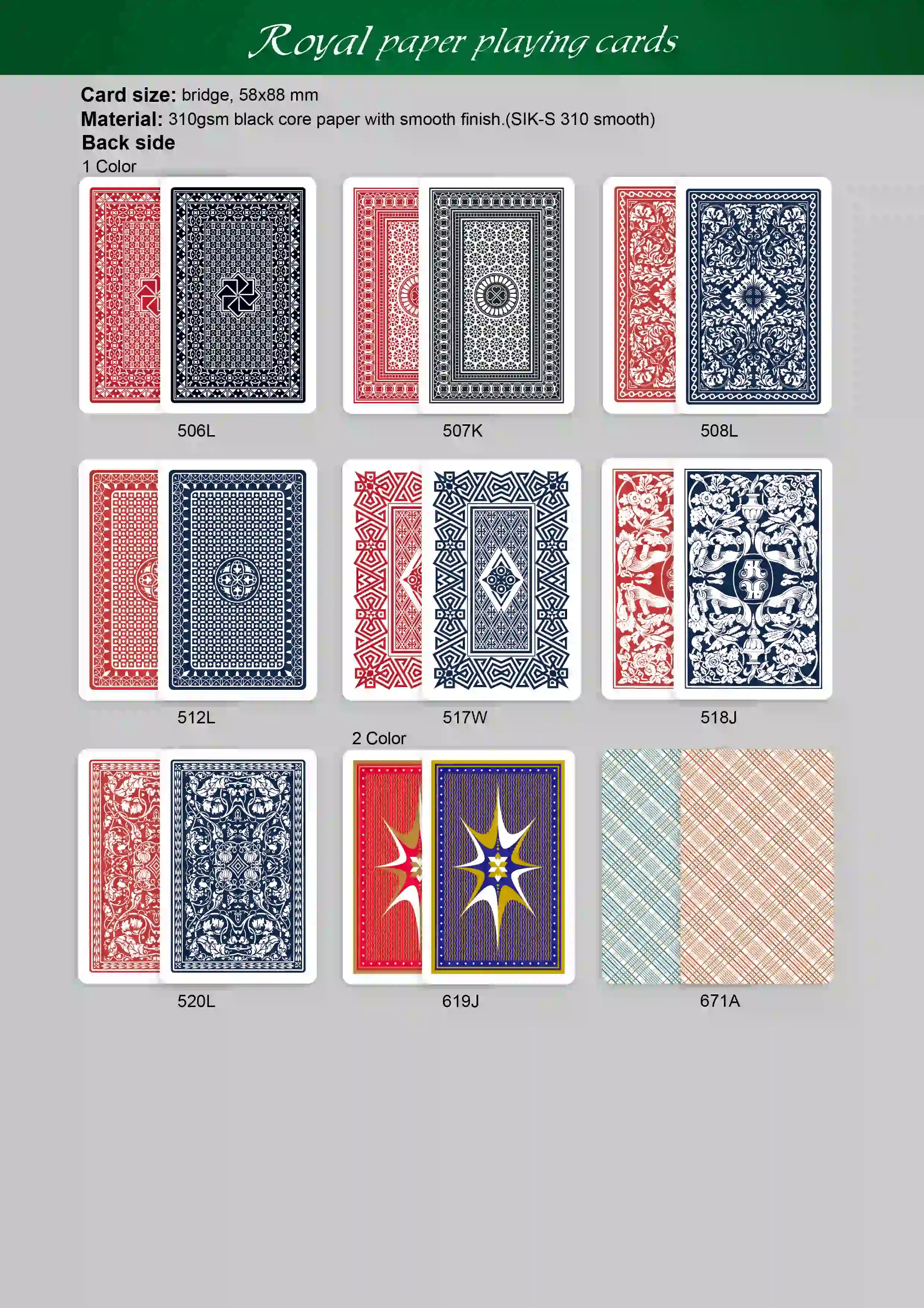 ROYAL Paper Playing Cards - Russian Index